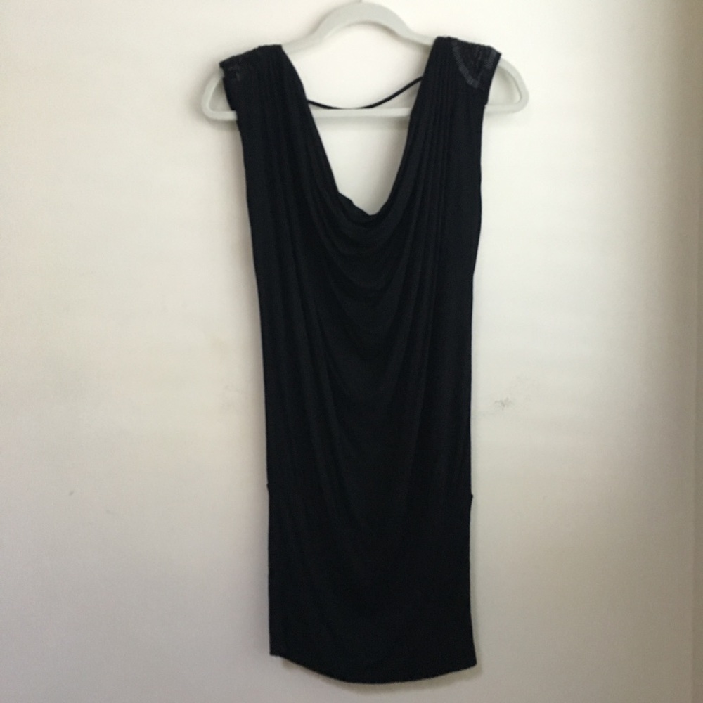 NEW Black Backless Dress w/ Beaded Shoulders